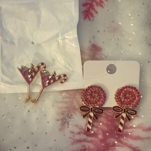 Festive Candy Cane Earrings Set